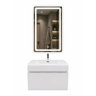 Vanitorio Flotante Completo Blanco 60 cm Con Espejo LED